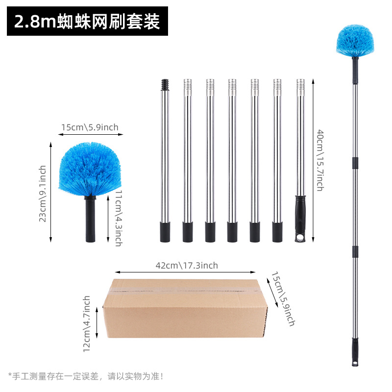 Polvo transfronterizo raspador techo limpio techo barra larga escoba doméstica cepillo de esquina de cabeza de cepillo de altura