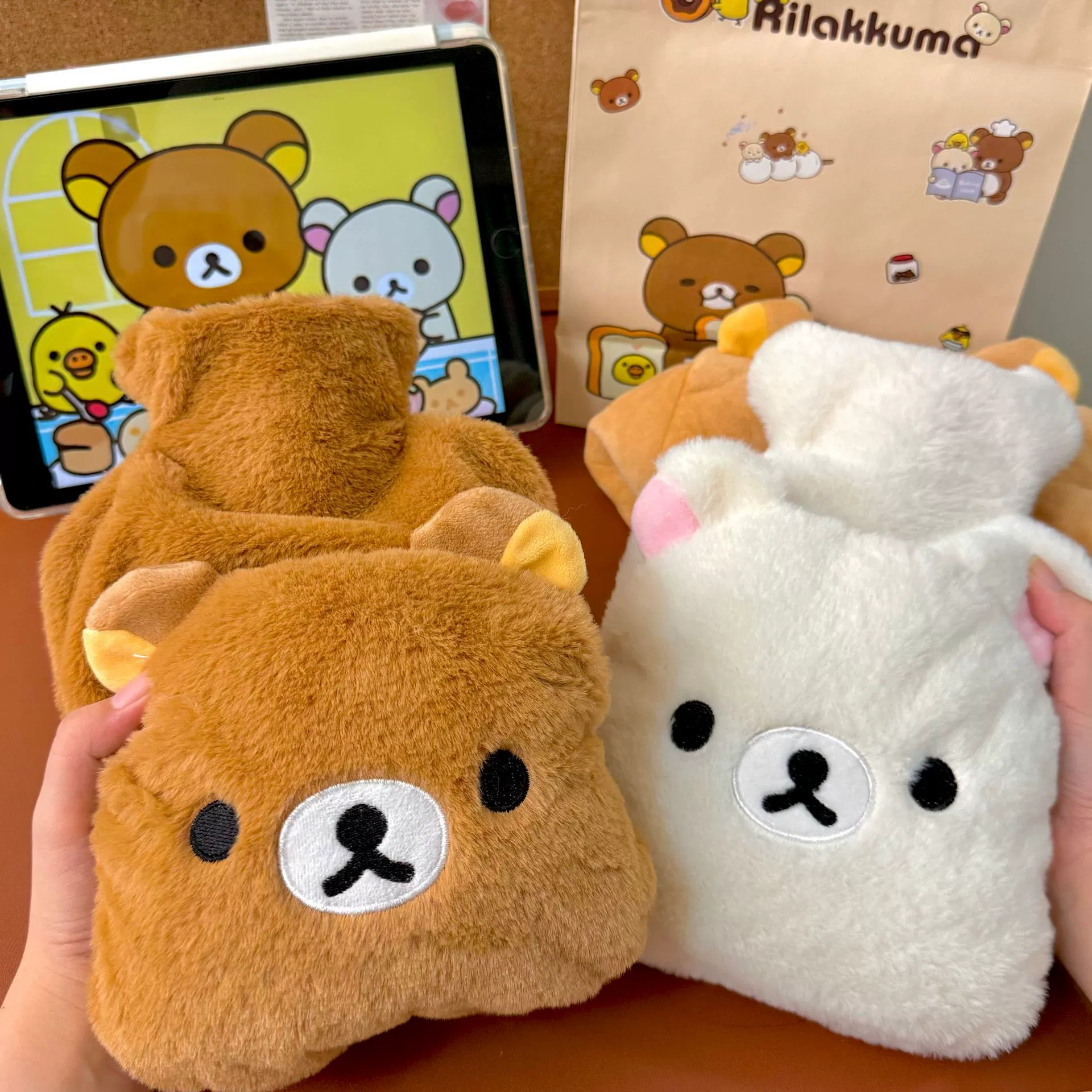 Cute water container, cartoon winter keep warm compress, increased thickness
