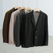 冬季加厚毛呢西装外套男士休闲套装韩版潮流复古小西服痞帅气上衣