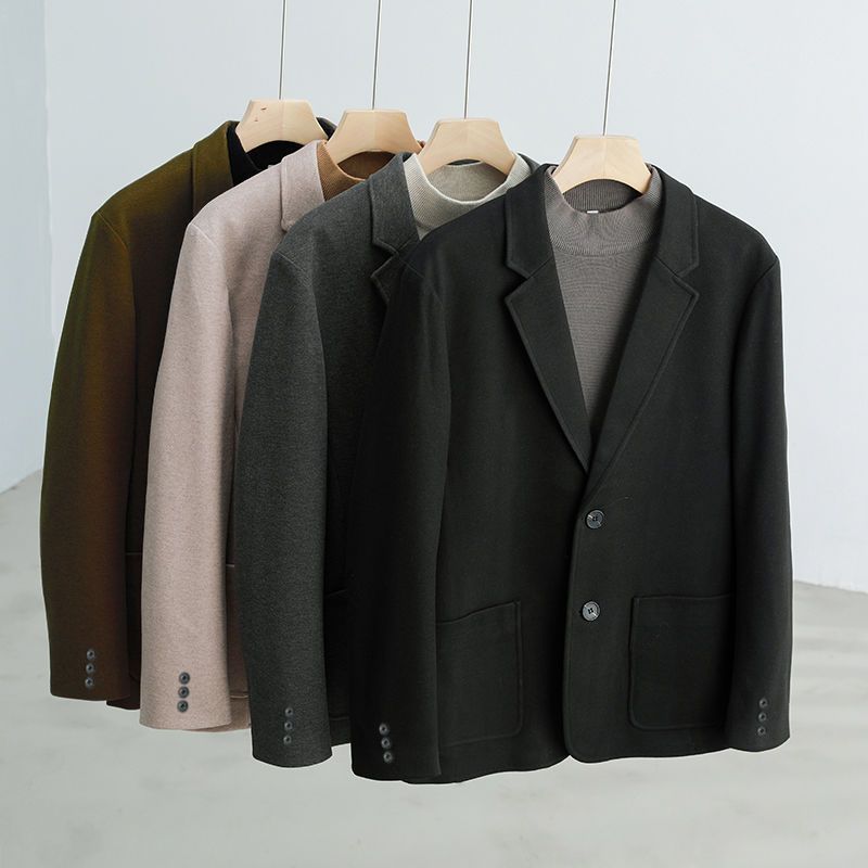 冬季加厚毛呢西装外套男士休闲套装韩版潮流复古小西服痞帅气上衣