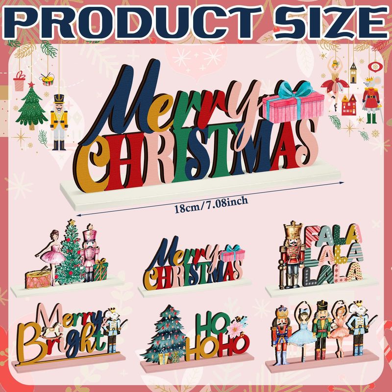 6 個のクリスマステーブルデコレーション木製くるみ割り人形妖精バレエメリークリスマステーブルセンターピース|undefined
