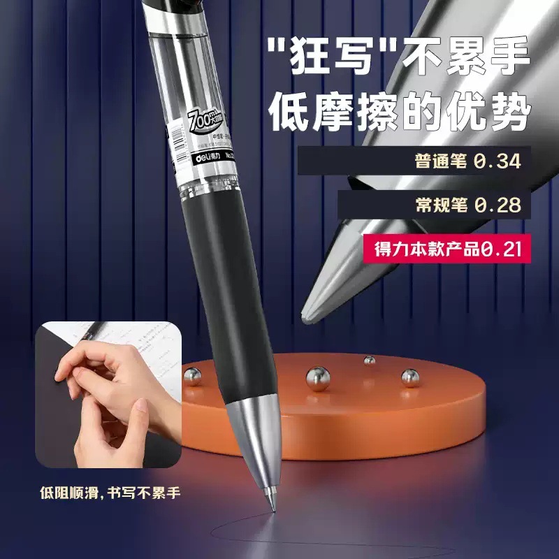 Bolígrafo de gel retráctil Deli de 0.5 mm con punta de bala, tinta de secado rápido, tinta negra continua, para estudiantes y oficinas, bolígrafo para firmas. image 4