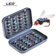 28190 LEO/Leo【Red Head, Green Body, Fly-Fishing Imitation Hair Hook 40pcs】International Cross-Border Fly Fishing Hair Hook