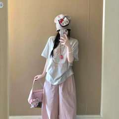 アメリカンレトロ半袖Tシャツレディース夏新作ハローキティプリントコットンTシャツルーズカジュアルトップトレンディ