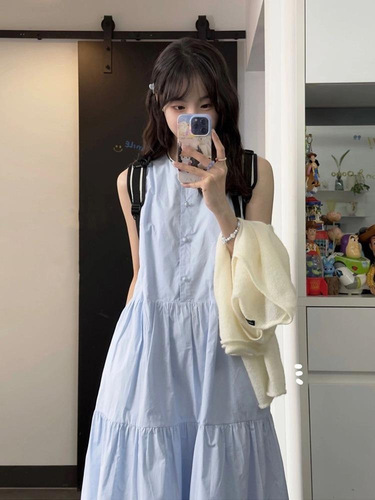 French-style fresh, gentle, sweet women's summer sleeveless bustier dress, loose and flattering, elegant long dress