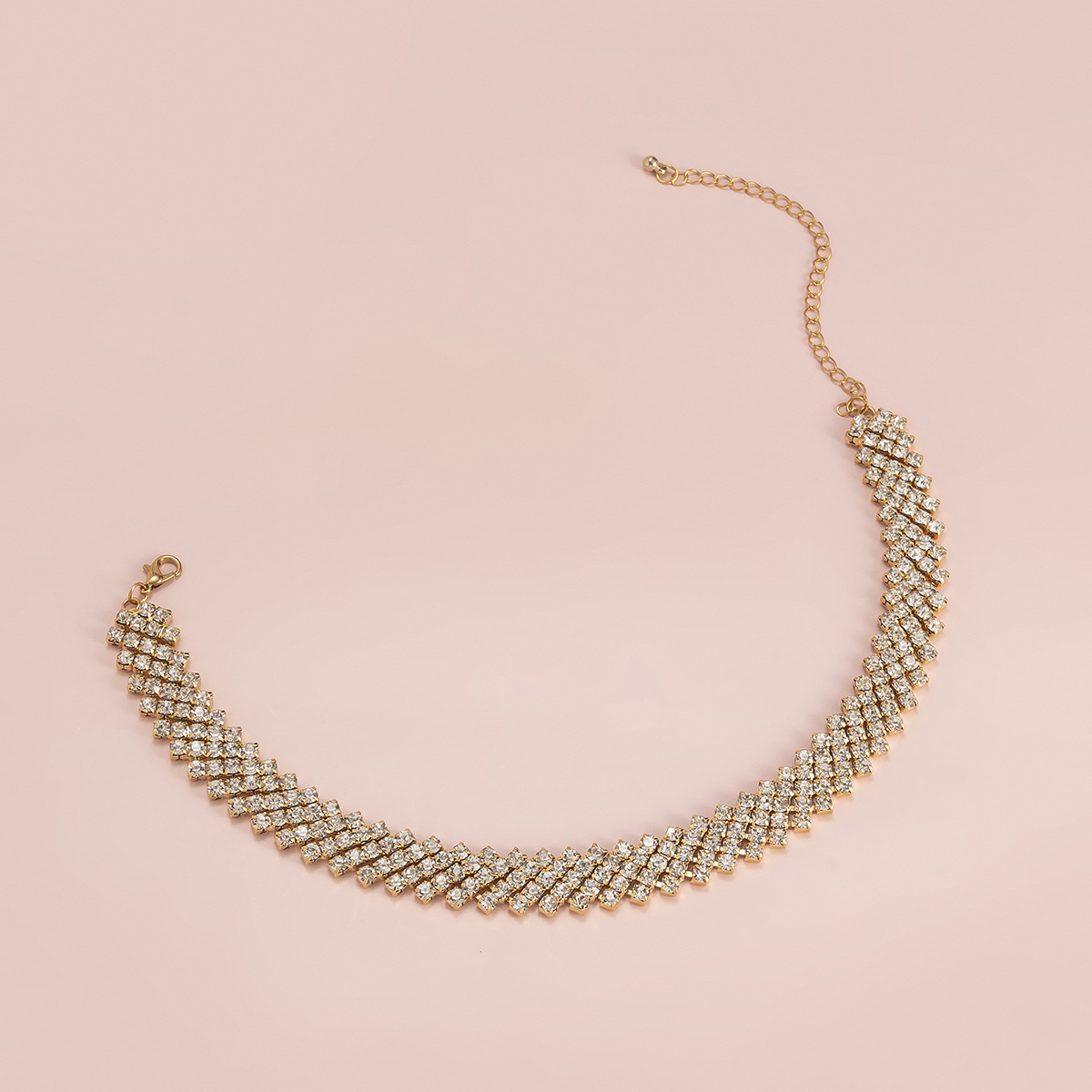 simple single-layer necklace ethnic geometric diamond micro-inlaid retro necklace