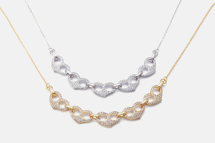 Europe And America Heart-shaped Gold-plated Copper Zircon Necklace Wholesale display picture 5