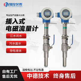 电磁流量计分体插入式智能防腐海废污水盐酸碱液体浆液流量计DN50
