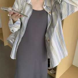 2024夏季日系慵懒风甜美衬衣简约宽松防晒衬衫外套女性感收腰显瘦