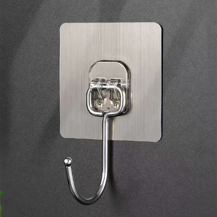 Stainless steel extra large hook Wall self-adhesive super strong non-drop punch-free multi-functional kitchen dormitory heavy sticky hook Stainless steel extra large hook Wall self-adhesive super strong non-drop punch-free multi-functional kitchen dormitory heavy sticky hook