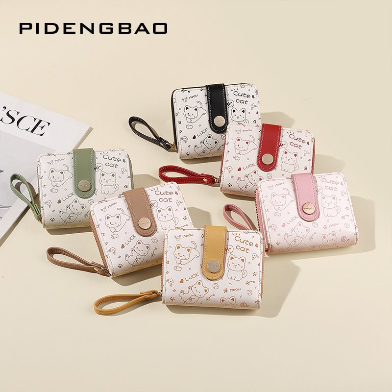 Japanese cartoon short card holder with zipper