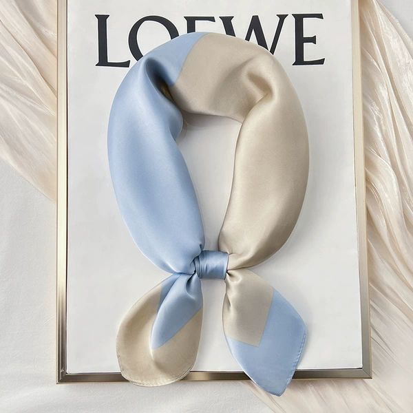 Two-color color-colored 70 square towel-blue coffee
