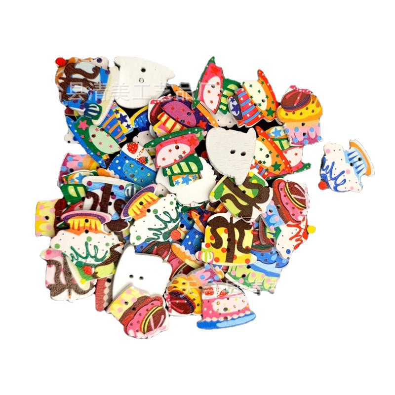 Pastel estilo coreano ins botones de madera blanco bajo 4 pintado ropa para niños accesorios de pastel de madera 50 piezas por paquete