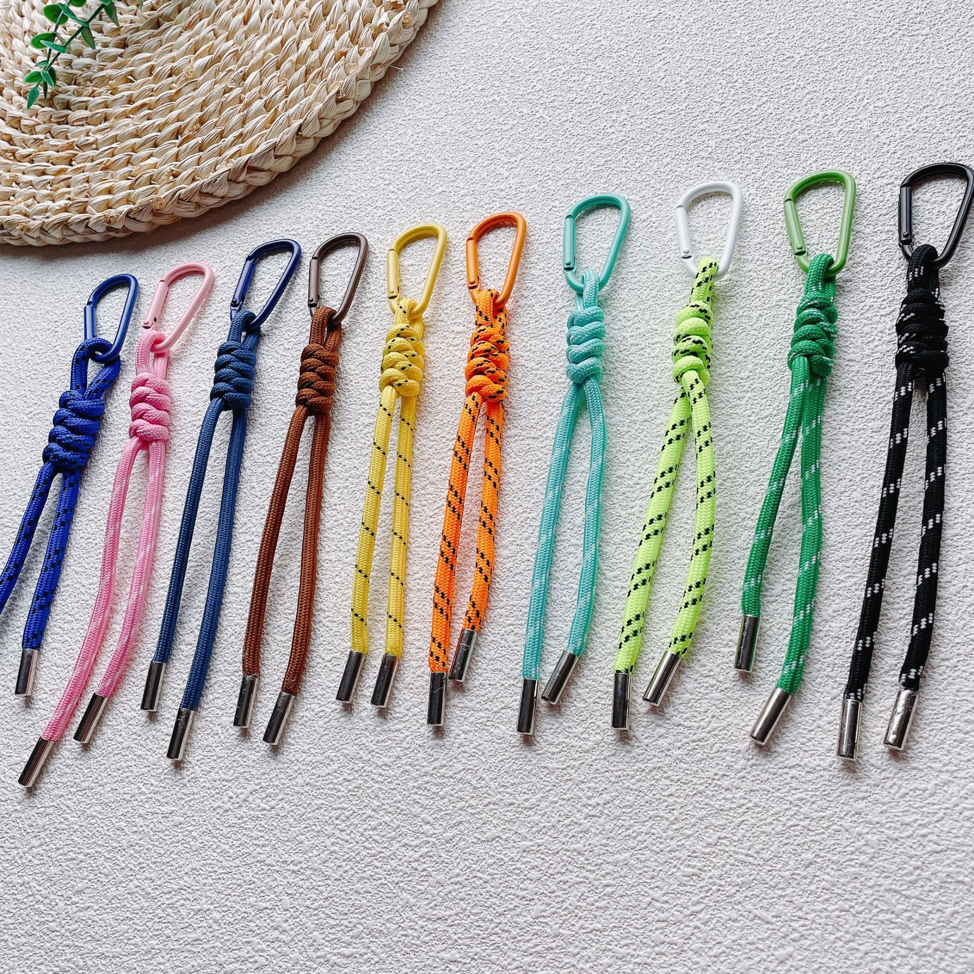 Simple Style Handmade Braided Rope Colorful Lanyard Keychain Mobile Phone Case Portable Mobile Phone Rope Diy Fashionable Decorative Pendant
