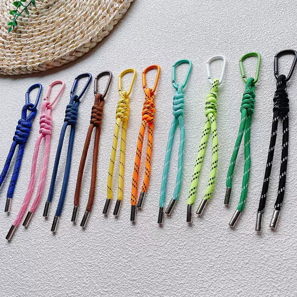 Simple Style Handmade Braided Rope Colorful Lanyard Keychain Mobile Phone Case Portable Mobile Phone Rope Diy Fashionable Decorative Pendant