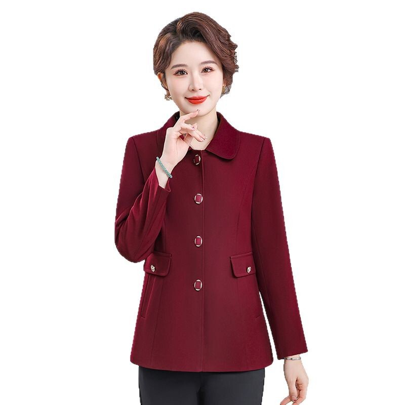 Spring and Autumn Middle-aged and Elderly Female Mothers Dress Red Grandma Suit Jacket Benmingnian Short Cardigan Jacket Top Clothes