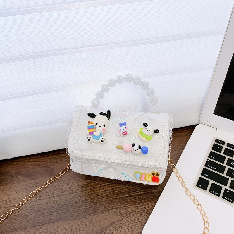 Nueva princesa bolso de perla de caricatura de mujer pequeña fragancia de viento de niña bolso de mochila accesorios para niños bolso de cambio de hombro