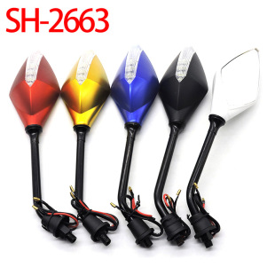 Motorcycle Rearview Mirror with Light Modified Electric Vehicle Female Reversing Auxiliary Mirror Cross-Border Hot-Selling Reflector Modified Iron Rod