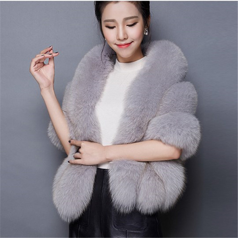 Amazon Cross-Border 2026 Autumn and Winter New Faux Fur Fox Fur Bridal Shawl Cape Patchwork Wedding Coat