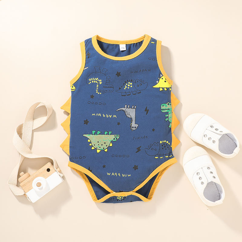 2021 Baby Clothes New Dinosaur Romper Jumpsuit Baby Cartoon Vest Jumpsuit Summer Clothing display picture 3