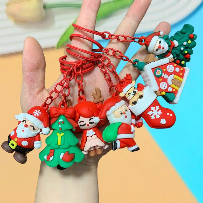 New Christmas Keychain Cute Cartoon Bag Pendant Pvc Soft Plastic Doll Creative Stereo Santa Claus New Christmas Keychain Cute Cartoon Bag Pendant Pvc Soft Plastic Doll Creative Stereo Santa Claus