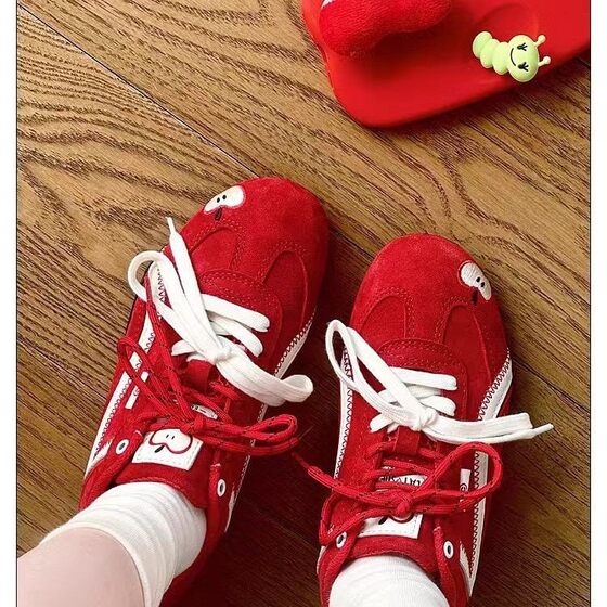 Explosions Red Apple Shoes Red Racing Shoes 2025 Spring New Elevated 5cm Casual Sports Forrest Gump Shoes