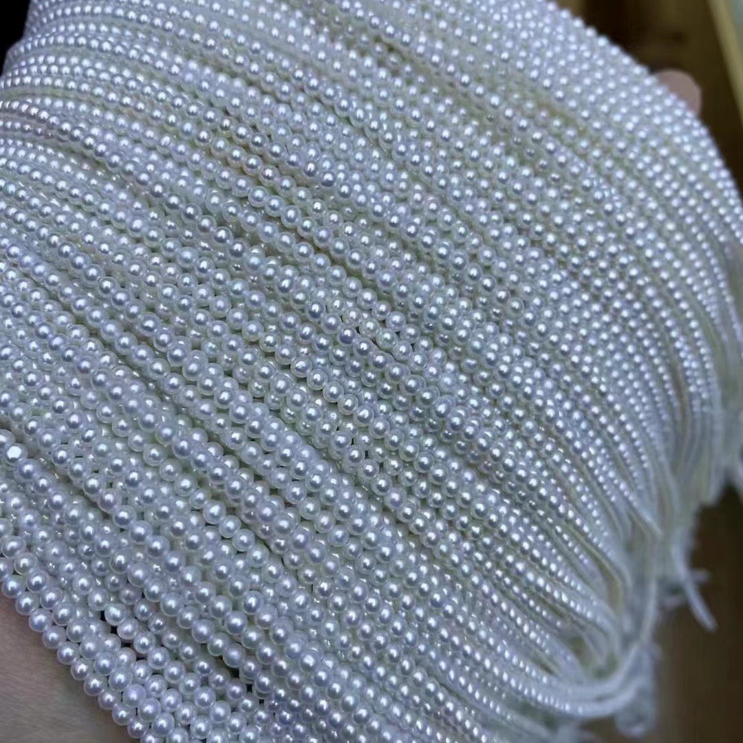 3.5~4mm fresh water ak pearl necklace 18K gold adjustable tail chain…
