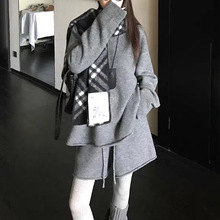 跨境秋冬新款2025高级感针织衫短裤卷边两件套慵懒风女式毛衣套装