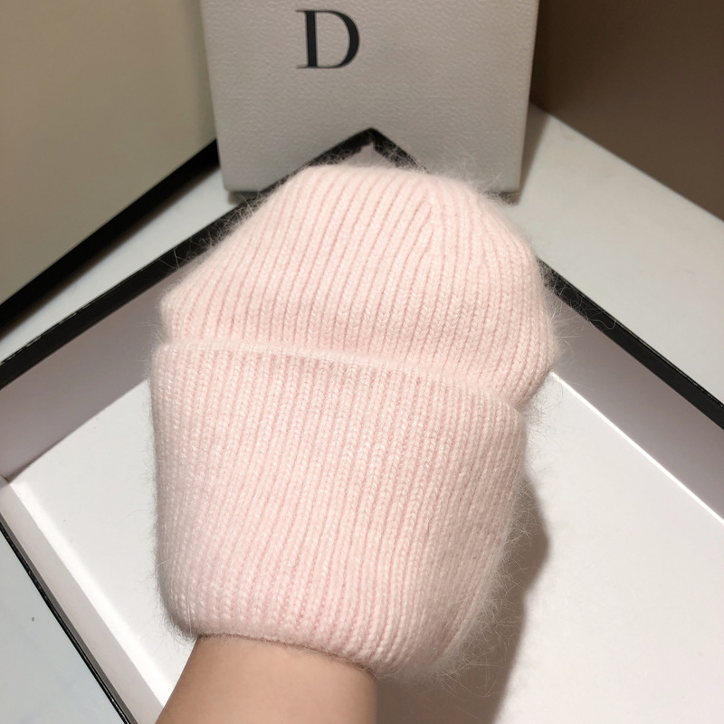 大量の輸出ロシアの厚い重さのウサギの毛のニットの帽子のファッションのシンプルな純色の柔らかいモチモチの保温の毛糸の帽子の女性|undefined