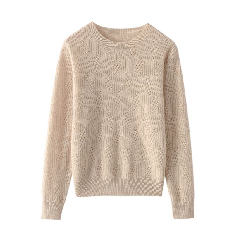 Демисезонный кашемировый шерстяной свитер, круглый ворот, oversize