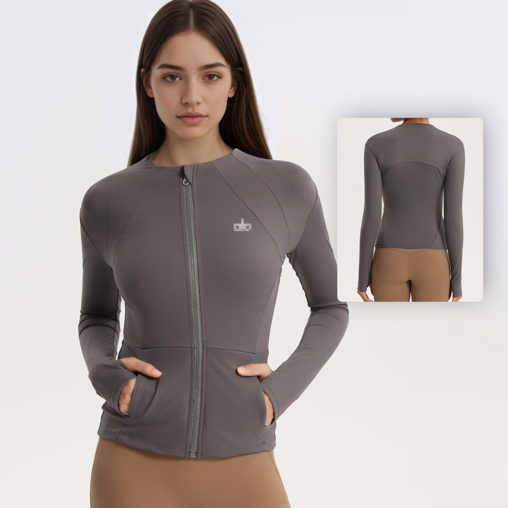 Alo Same Style Yoga Jacket Waist Slimming Quick-Drying Versatile Fitness Yoga Sportswear Women's Long-Sleeved Morning Running Top