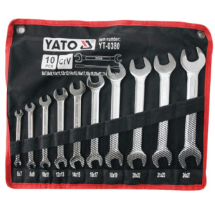YATO YT-0380 Double Opening Wrench Set Stable Wrench Chrome Vanadium Steel 10-piece Set 6-27mm