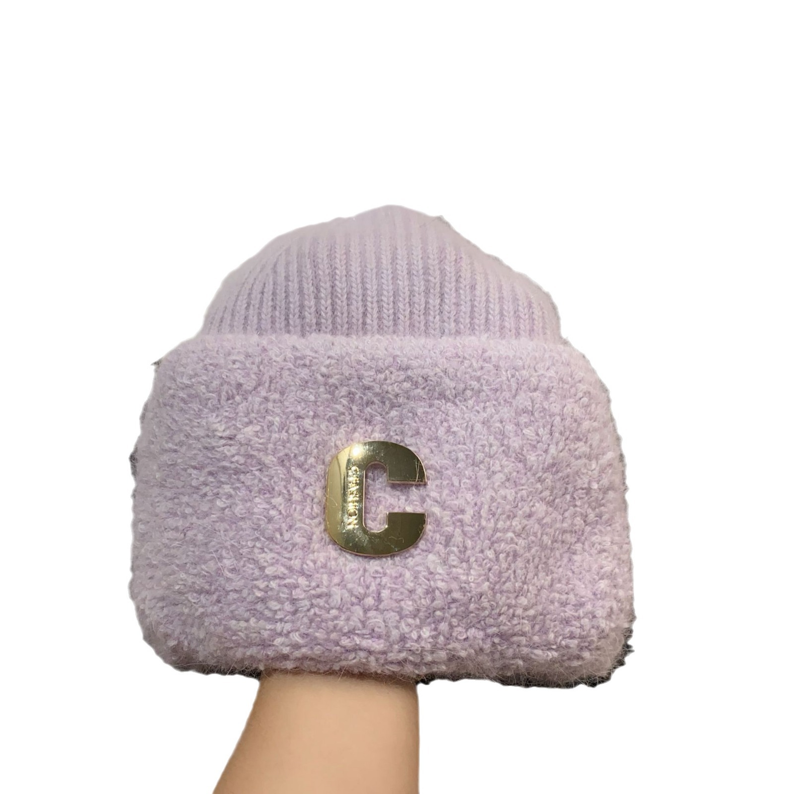 Originelles Design, neue, vergrößerte, verdickte Strickmütze aus Kaninchenhaar, C-Buchstabe, kalter Winter, warmer winddichter Gehörschutz im Freien_voghion.com