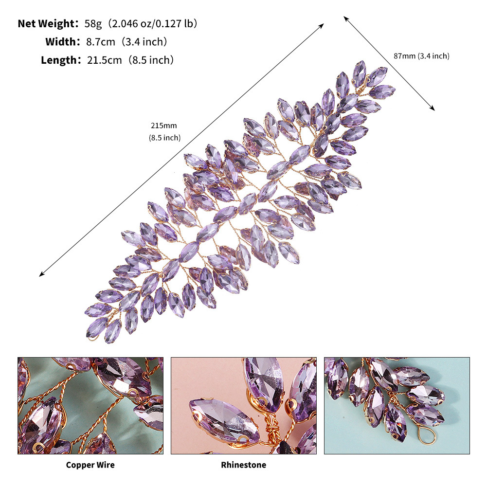 65g Weight Party Headpieces Hair Accessories Type 1 Piece Quantity Holiday, Wedding, Daily Occasion Rhinestone, Copper Material Leaf Pattern Women's Gender Simple Style Style Women's Simple Style Leaf Rhinestone Copper Party Headpieces 无