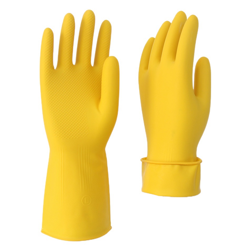 Amarillo tendón de carne de vacuno guantes de goma cocina lavavajillas hogar vegetal lavado de coches Nanyang Xiongfeng limpieza hogar ácido y álcali resistente