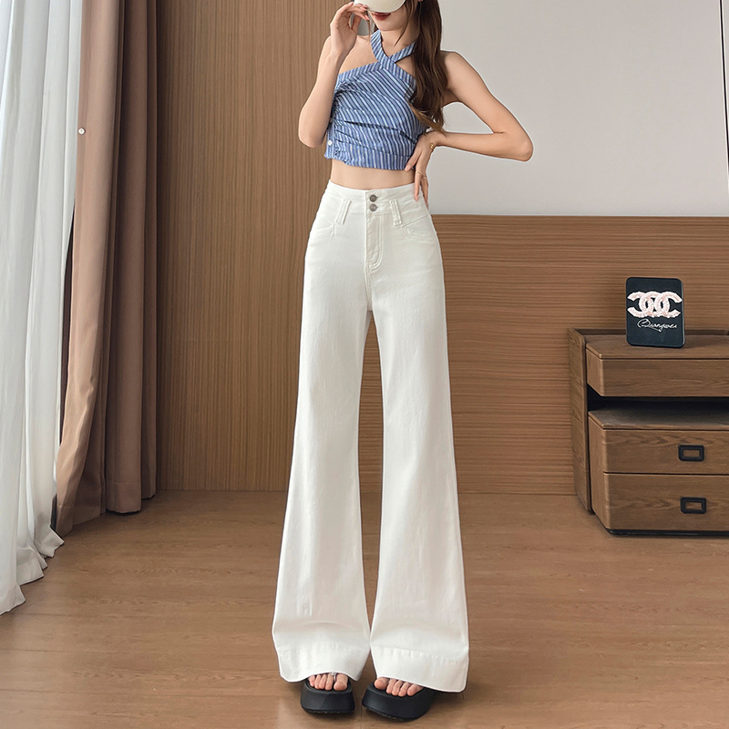 White Wide-Leg Tencel Jeans for Women, Summer Thin Style, 2026 New Model, High-Waisted, Loose Fit, Drapey, Non-Tight on the Legs, Floor-Length Pants White Wide-Leg Tencel Jeans for Women, Summer Thin Style, 2026 New Model, High-Waisted, Loose Fit, Drapey, Non-Tight on the Legs, Floor-Length Pants
