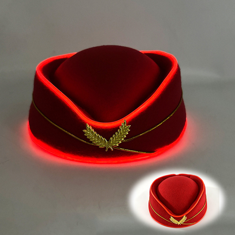 De Halloween nacarado sombrero FIESTA DE Carnaval LED inalámbrico fluorescente colorido Denim luminoso sombrero láser colorido sombrero de vaquero