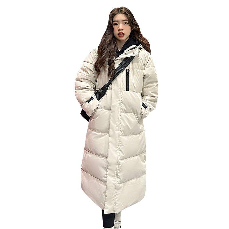 女性の綿の服 2025 冬の新韓国スタイルのロングファッション綿の服女性のフード付き膝上パンコート女性のための緩い綿の服|undefined