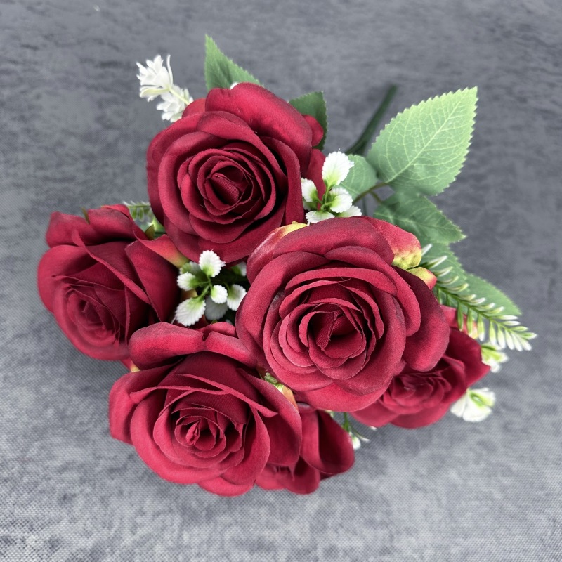 Simulación de 7 flores de rosas boda decoración del hogar decoración europea gran rosa transfronteriza decoración floral al por mayor