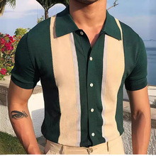 独立站跨进男装2025新款休闲大码男士polo衫薄款翻领短袖针织开衫