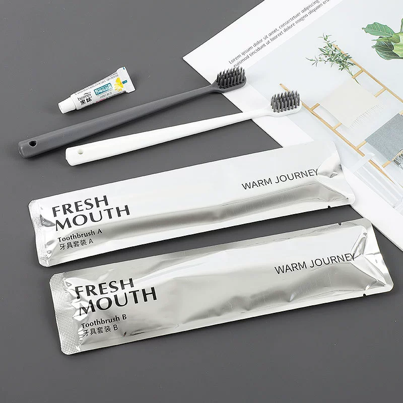 Disposable set for hotel, slippers, toothbrush, toothpaste