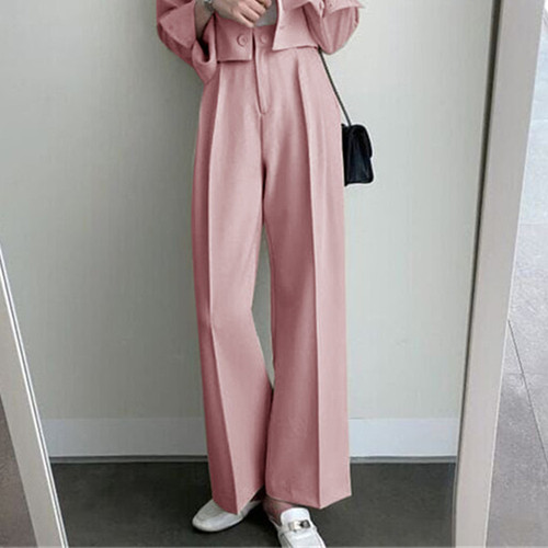 Straight Leg Wide Leg Pants with Drape, Korean Style Slimming Blazer-Like Pants, Multiple Colors, Loose Women's Long Pants