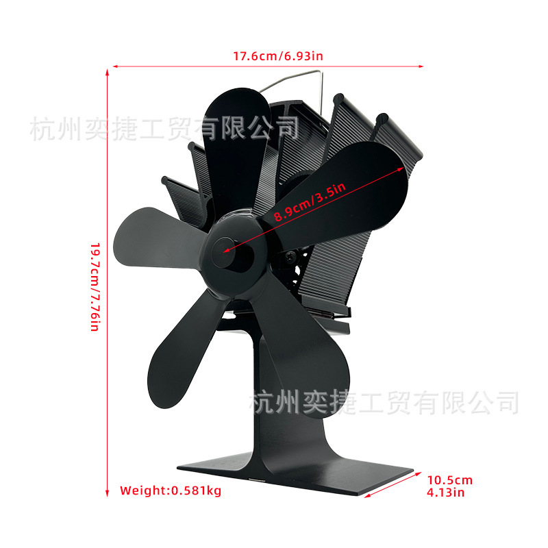 Thermal Circulation Fireplace Fan Household European and American Thermal Power High Temperature Resistant Large Air Volume Indoor Thermal Energy Electric Fireplace Fan