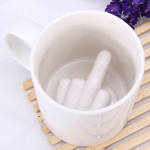 Creative spoof Fake middle finger mug personalized FUCK funny ceramic coffee cup birthday gift