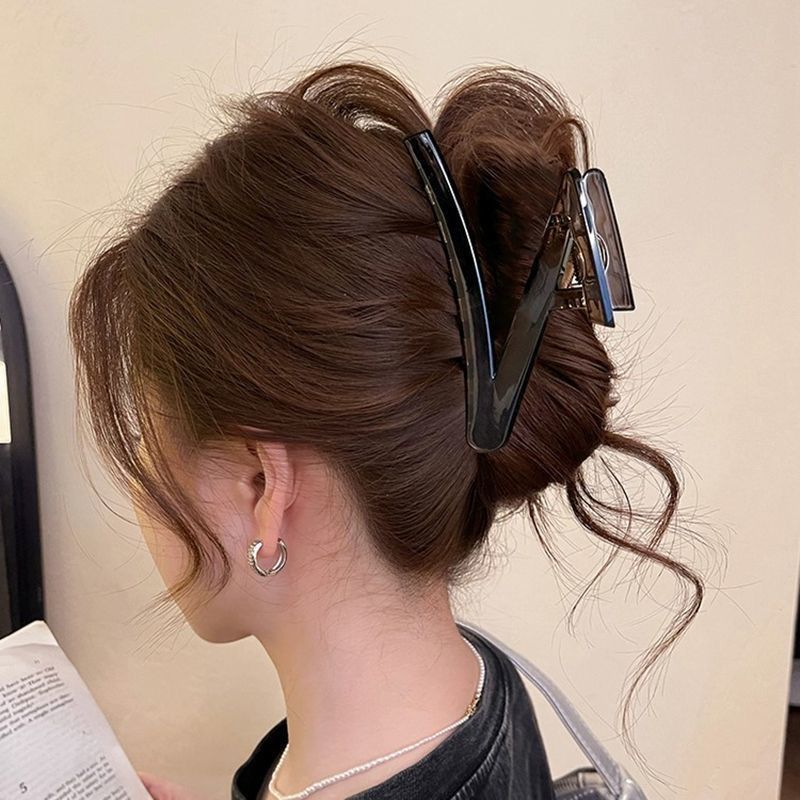 Pinzas para el cabello coreanas exquisitas y de alta gama para mujer, versátiles para peinados recogidos en la parte posterior de la cabeza, pinzas de tiburón, tamaño extragrande para cabello grueso, pinzas de garra, horquillas.