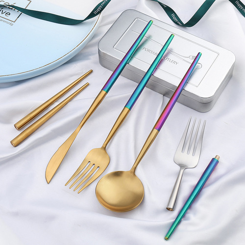 Set of detachable stainless steel knife, fork, and spoon chopsticks - Portugal portable spoon, fork, and chopsticks
