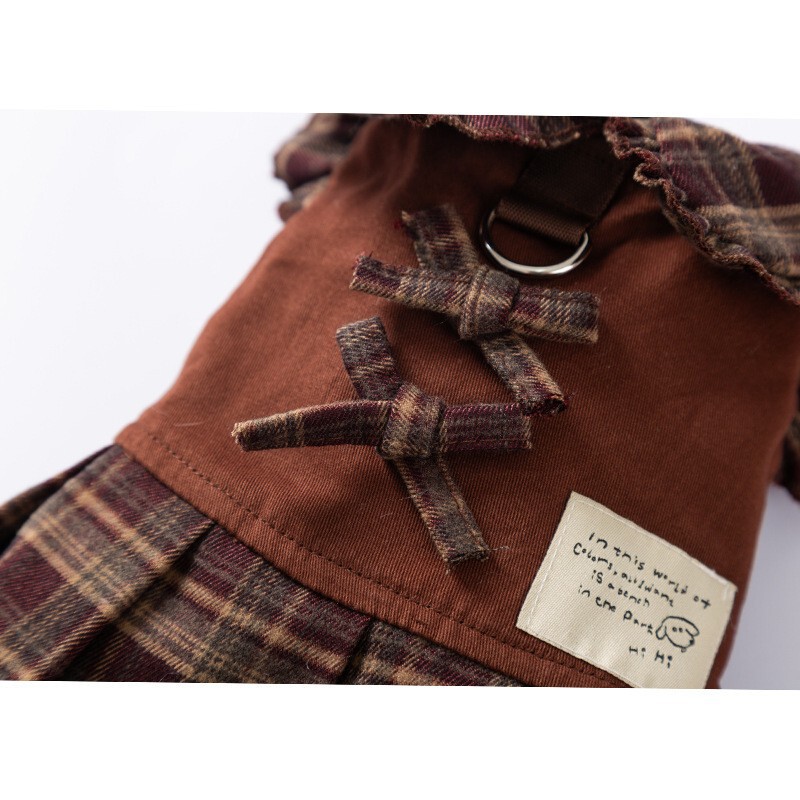 预售秋冬季新款狗狗衣服保暖复古格纹衬衫裙情侣装泰迪宠物狗服饰|undefined