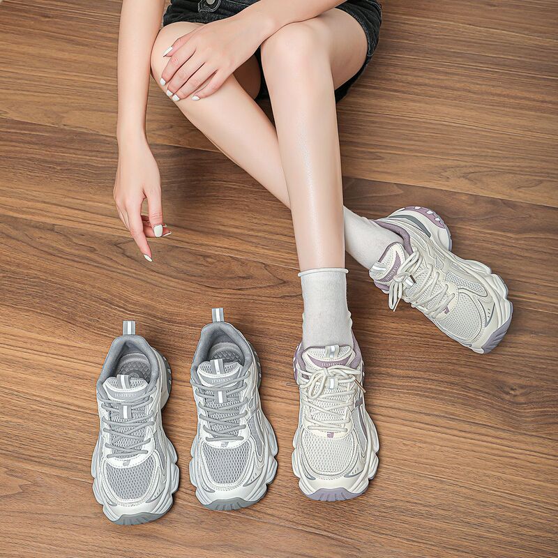 Women's thick-soled height-increasing dad shoes, 2026 new spring sports casual shoes, popular model for wide feet with widened mesh design Women's thick-soled height-increasing dad shoes, 2026 new spring sports casual shoes, popular model for wide feet with widened mesh design