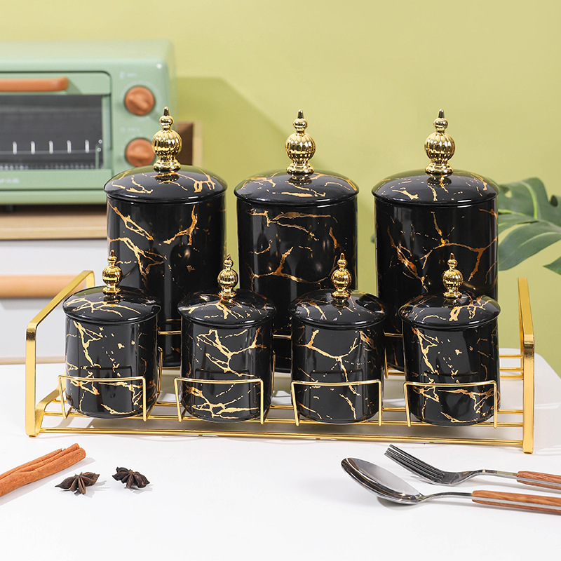 Tanque cerámico simple de sellado, tanque de almacenamiento de decoración de cocina nórdica, tanque de almacenamiento de granos de granos de granos de granos