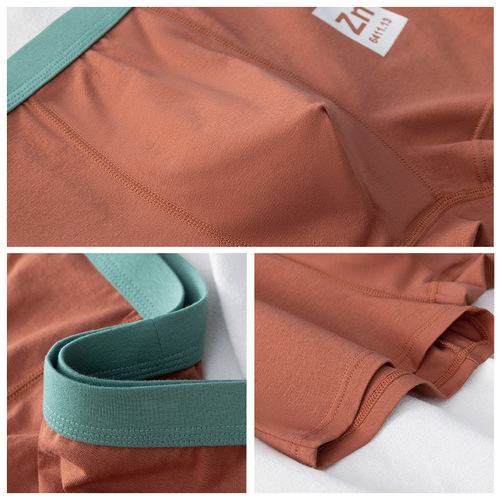 Men's underwear, pure cotton, trendy boxer briefs with printed elements, comfortable four-corner boys' personalized shorts